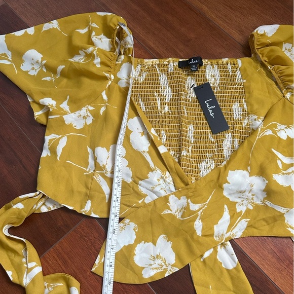 NWT Lulu’s Yellow Floral Cropped Top Toe Front size XL - Picture 5 of 7